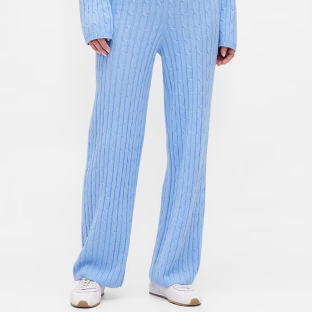 NWT Gap CashSoft Cable-Knit Sweater Pants in Wind Blue- Size Large Tall